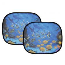 Шторки солнцезащитные на боковые стекла, 2 шт, цветные, принт: "Рыбка", размер: 44 х 36 см