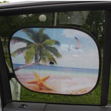 Шторки солнцезащитные на боковые стекла 2шт.размер 44х36см, дизайн: пляж